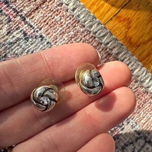 Brighton Silver Knot Earrings with Crystal Accents